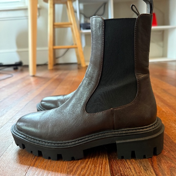 Zara brown leather lug sole Chelsea boots | size 37 - Picture 3 of 10